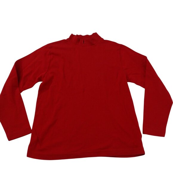 Northern Isles Women Red Mock Neck Long Sleeve Knit Top Shirt Size M Casual - Picture 1 of 10